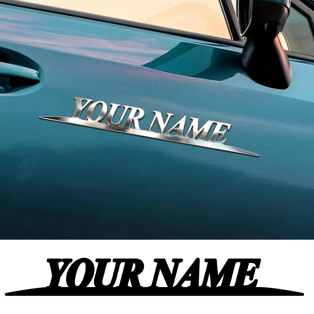 Car Accessories For Baby - 금속 트렌디 YOUR NAME 스티커 맞춤형
